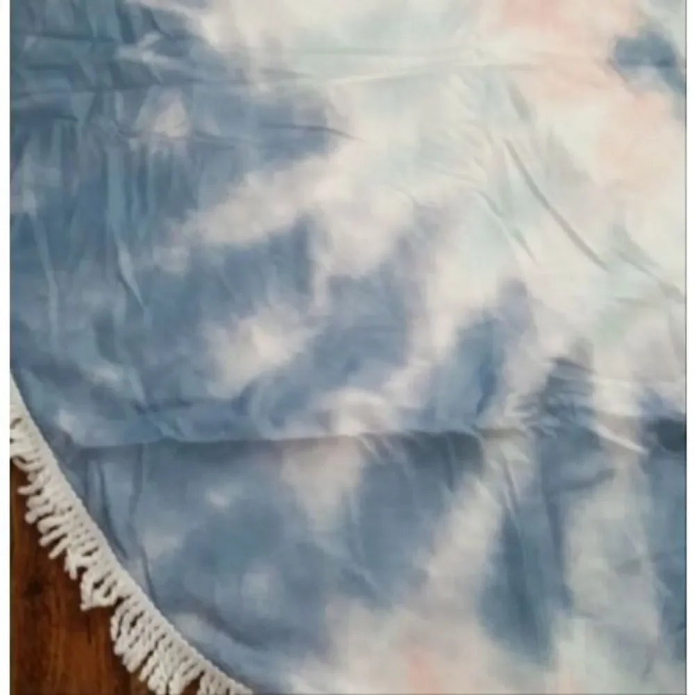 Nwt Justin & Taylor Large Round Tie Dye Fringed Beach Towel